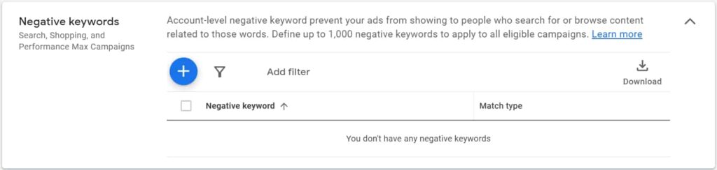 Account-level Negatives