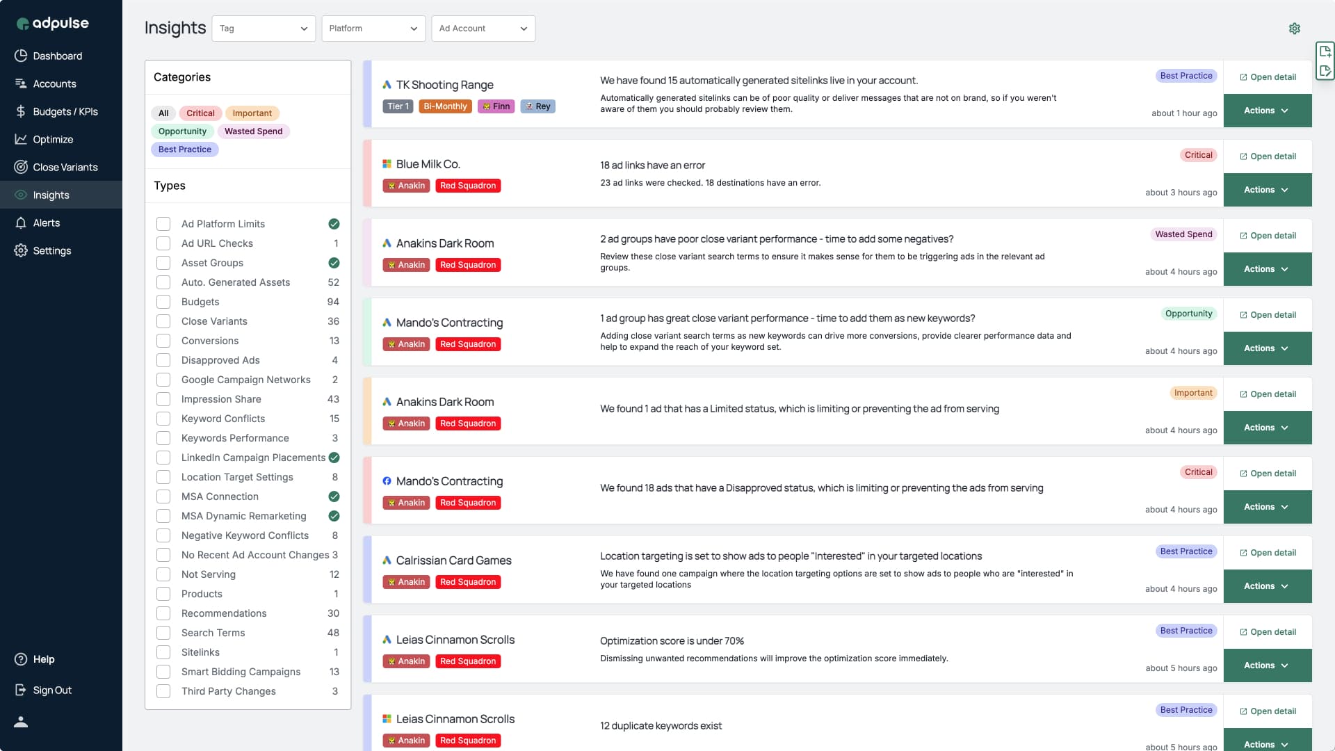 Adpulse Features - Insights and Alerts